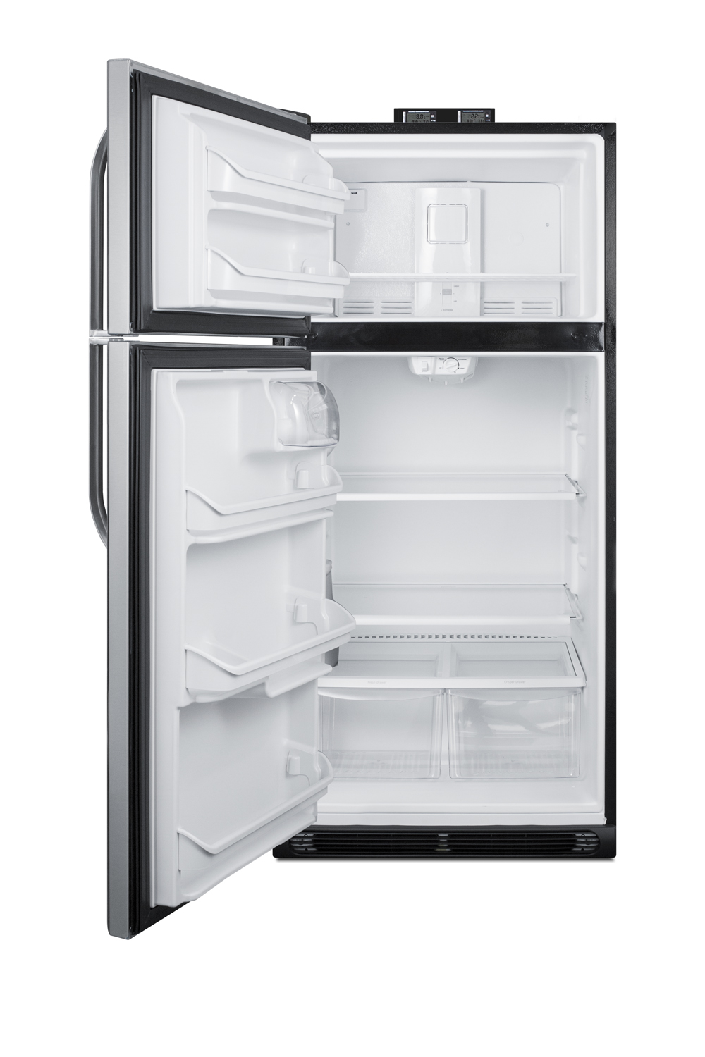 18 cu.ft. break room refrigerator-freezer with factory-installed NIST calibrated alarm/thermometers